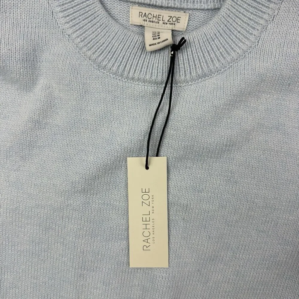 Rachel Zoe NEW Cropped Long Sleeve Sweater Women Medium Powder Blue Wool Blend